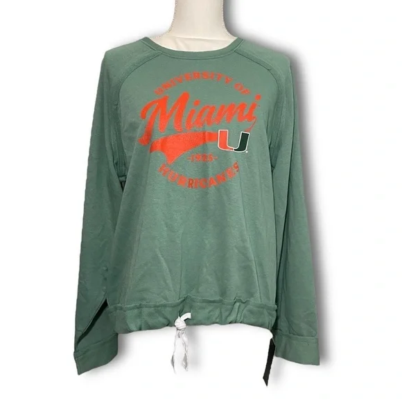NWT UM University of Miami Hurricanes Green Sweatshirt Pullover Sweater Top  New